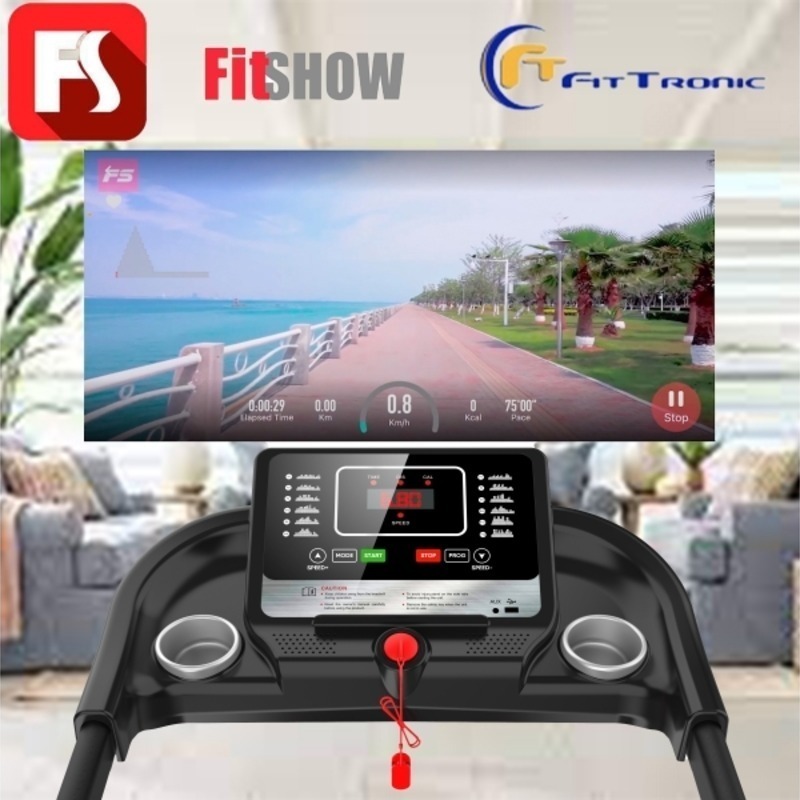 Banda de alergare electrica FitTronic J1000, motor de 2.0 CP, intrare MP3, bluetooth si aplicatia Fitshow App