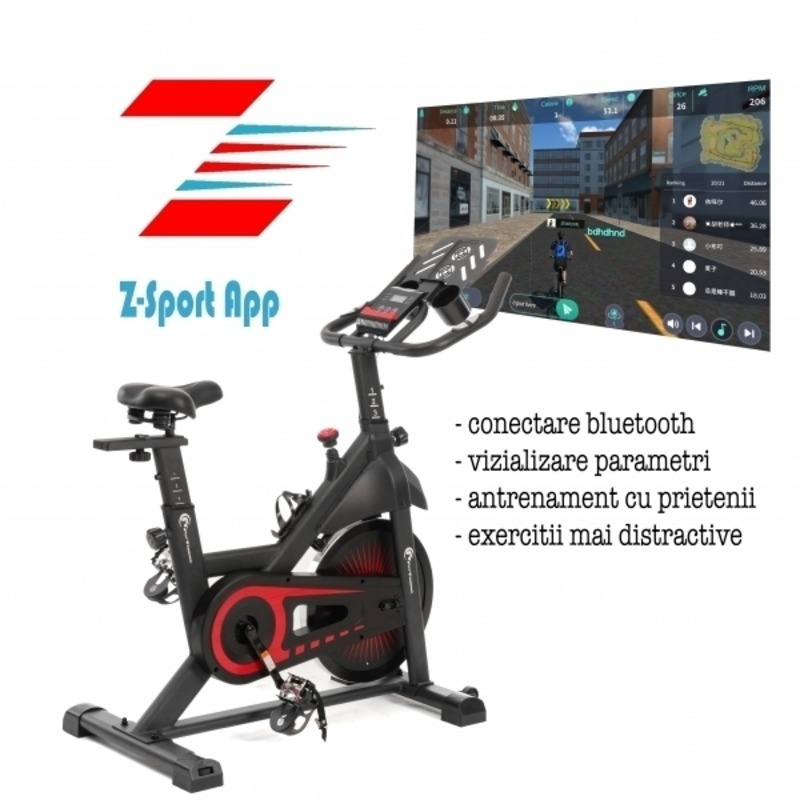 Bicicleta indoor cycling FitTronic SB8000, Kinomap, Zwift, z-sport