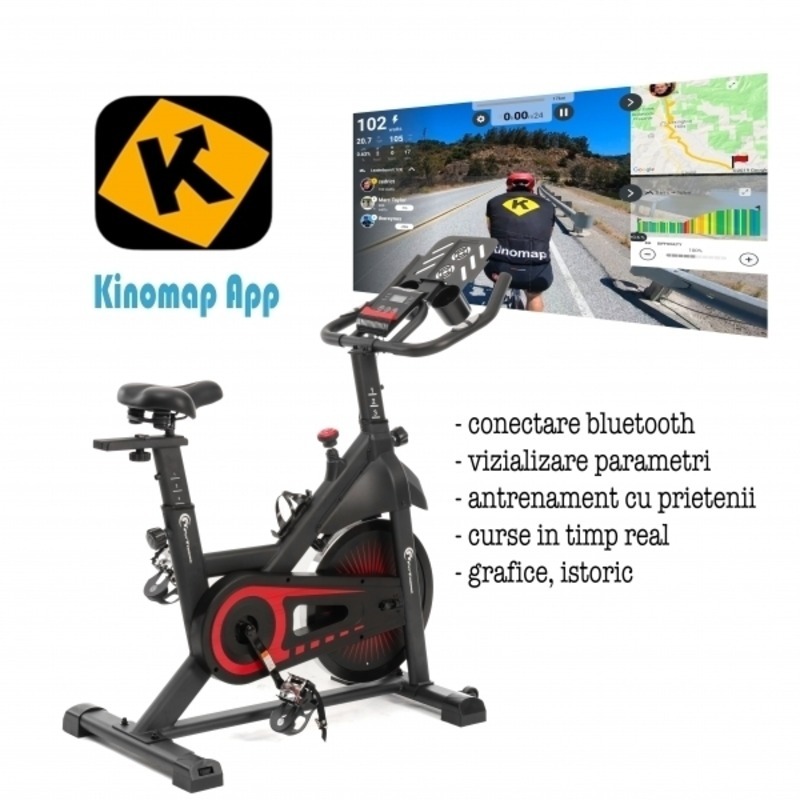 Bicicleta indoor cycling FitTronic SB8000, Kinomap, Zwift, z-sport