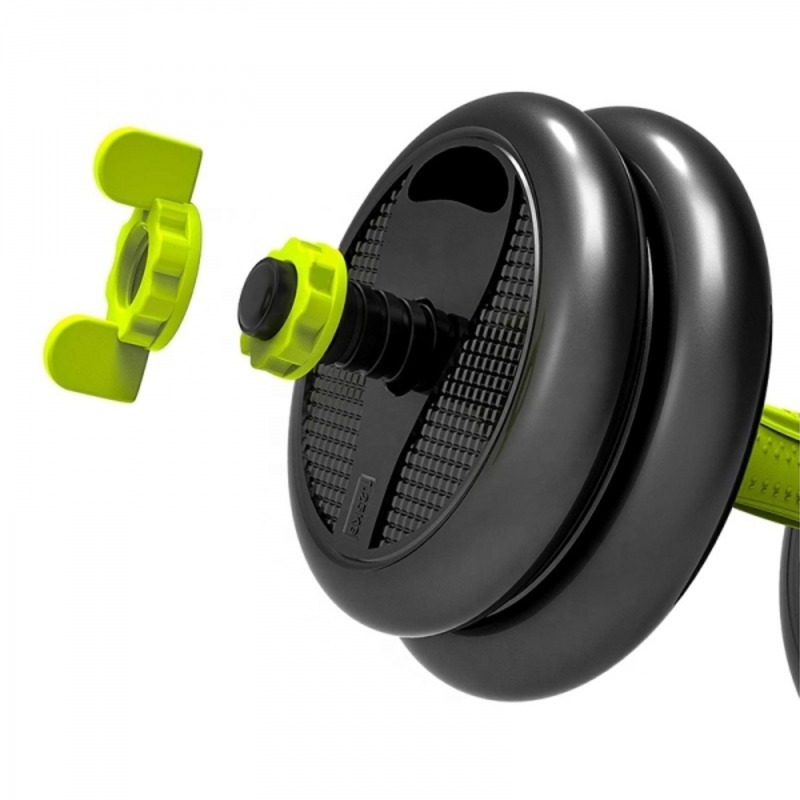 Set Gantere reglabile kettlebell FitTronic 5 in 1 de 20 kg ZK20, cu bara curbata Z, bara dreapta, roata de abdomen si o multitudine de combinatii posibile