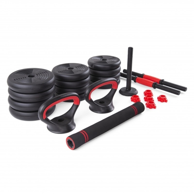 Gantera reglabila kettlebell FitTronic 6 in 1 de 30 kg KF30, cu o multitudine de combinatii posibile