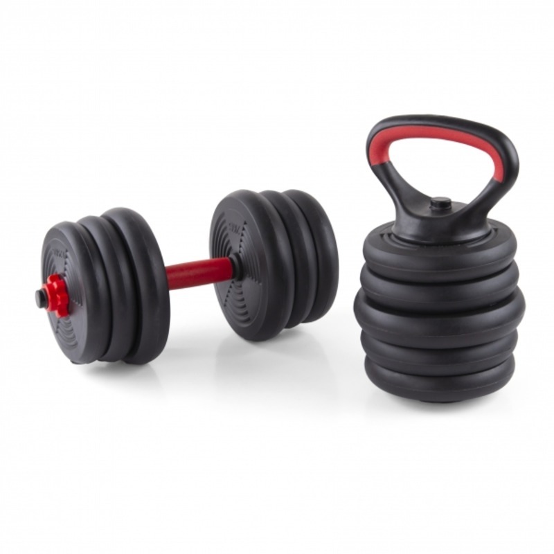Gantera reglabila kettlebell FitTronic 6 in 1 de 30 kg KF30, cu o multitudine de combinatii posibile