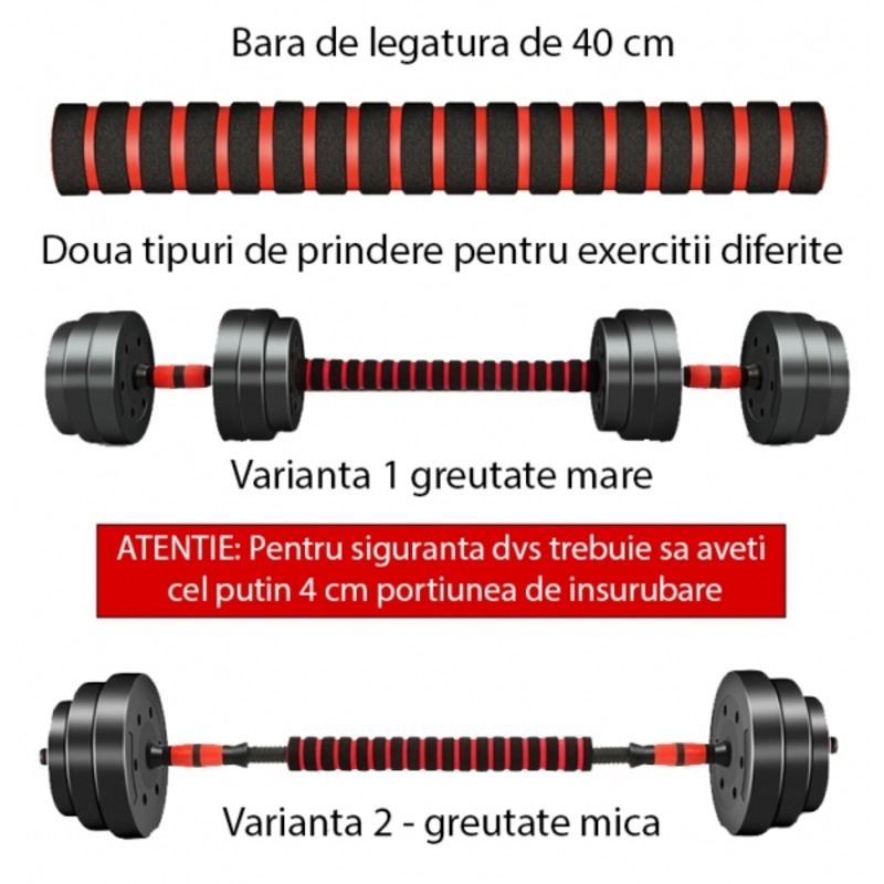 Set gantere reglabile BodyFit 40 kg