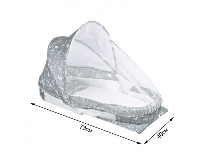 Patut portabil IBaby AliBibi pentru bebelusi,cu muzica linistitoare, tip geanta, cu saltea, copertina inclusa, plasa impotriva insectelor si buzunar