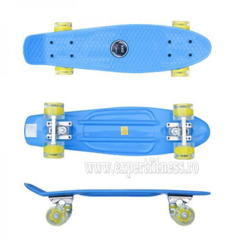 Penny board Mad Cruiser cu roti LED ABEC 7-albastru