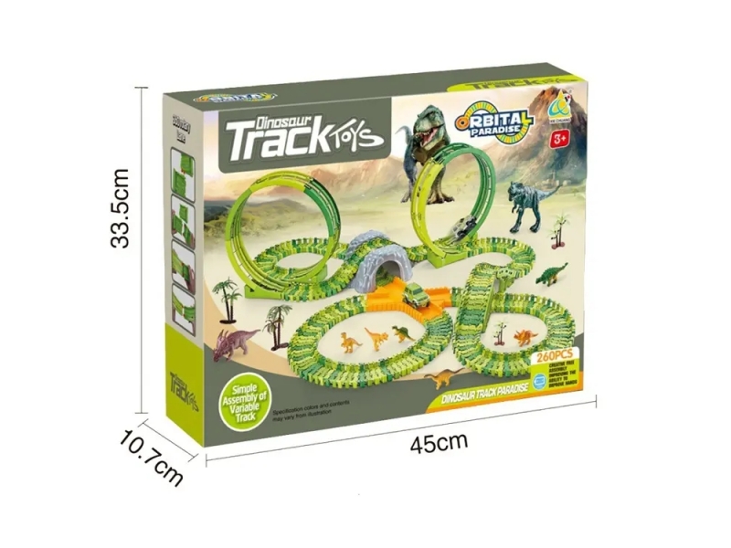 Pista de masini AliBibi cu dinozauri si masina incluse