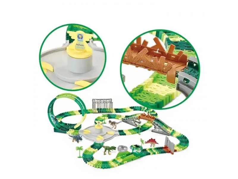 Pista de masini cu dinozauri AliBibi, masina cu telecomanda inclusa