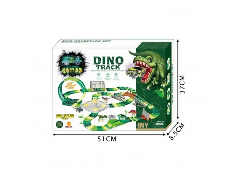 Pista de masini cu dinozauri AliBibi, masina cu telecomanda inclusa