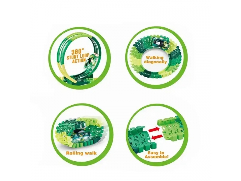 Pista de masini cu dinozauri AliBibi, masina cu telecomanda inclusa