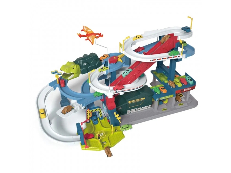 Pista de masini supraetajata oras cu dinozauri AliBibi
