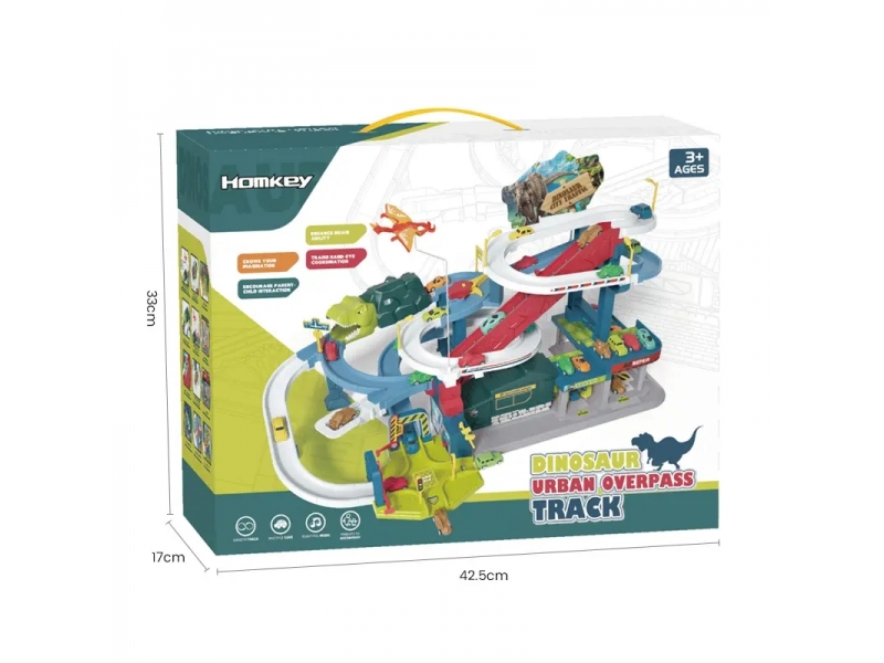 Pista de masini supraetajata oras cu dinozauri AliBibi