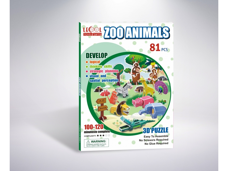 Puzzle 3D Animale de la ZOO AliBibi, 81 piese