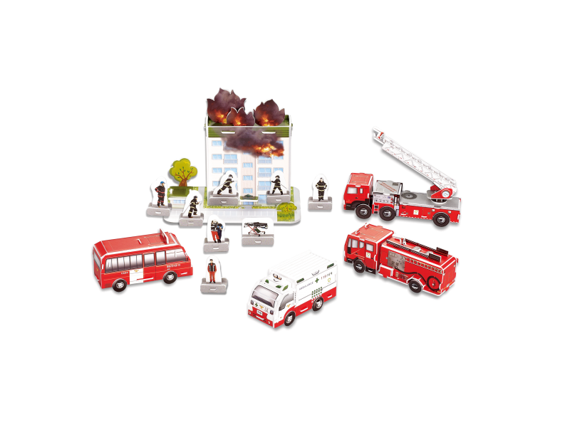 Puzzle 3D Statia de pompieri AliBibi, 119 piese