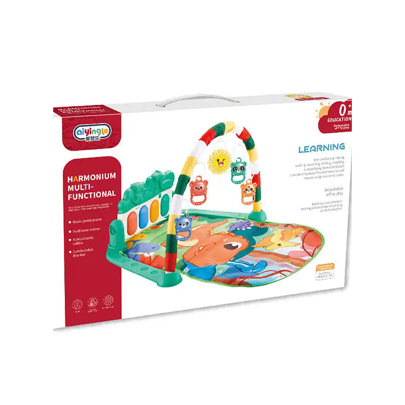 Saltea de activitati pentru bebelusi AliBibi, cu figurine in forma de animale, culoare verde