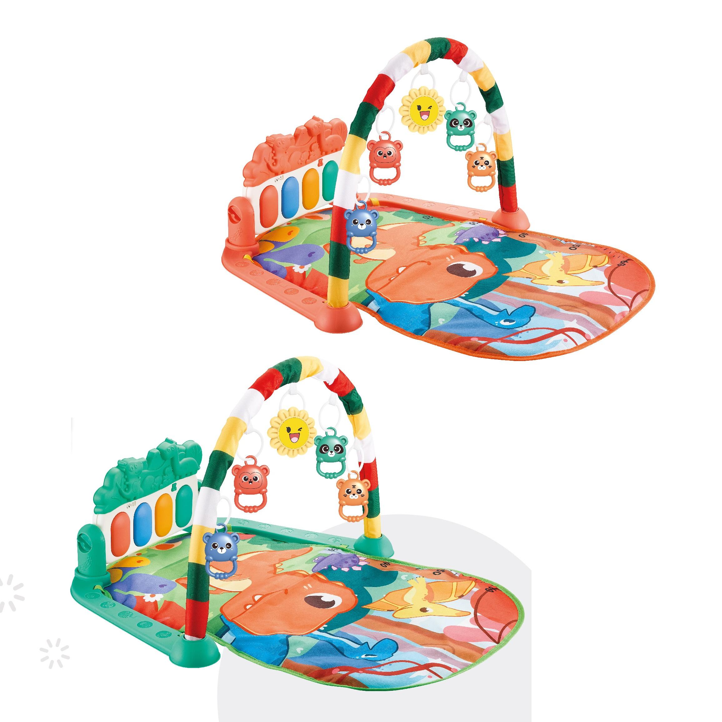 Saltea de activitati pentru bebelusi AliBibi, cu figurine in forma de animale, portocalie