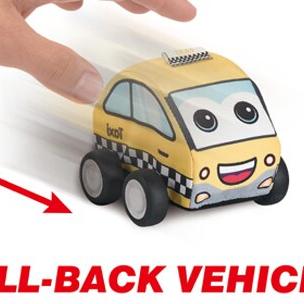 Set 4 masinute textile AliBibi, cu mecanism Pull Back si covoras inclus