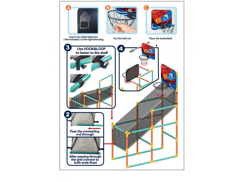 Set baschet AliBibi cu plasa pentru minge