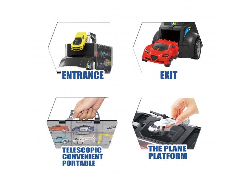 Set camion cu 10 masinute, elicopter si escavator  incluse AliBibi