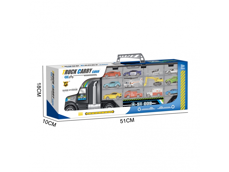 Set camion cu 10 masinute, elicopter si escavator  incluse AliBibi