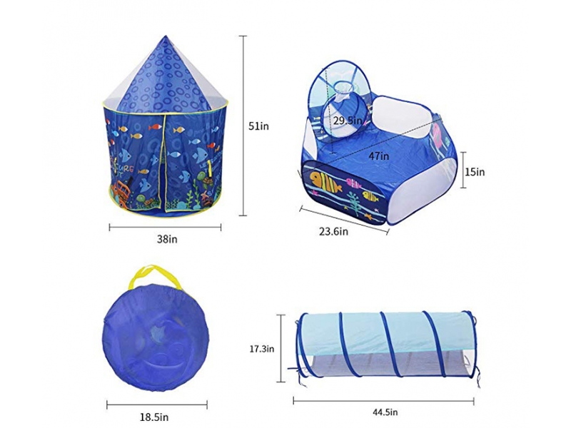 Set cort de joaca pentru copii 3 in 1 in forma de castel Alibibi
