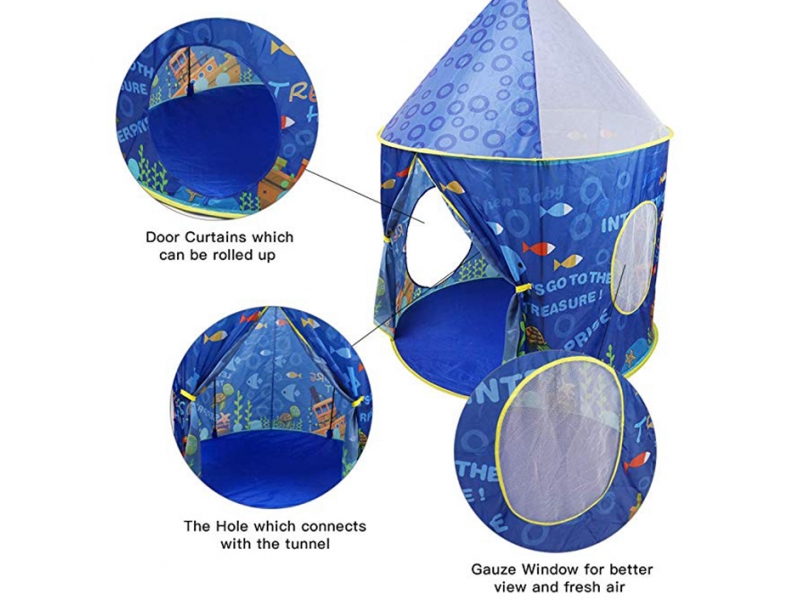 Set cort de joaca pentru copii 3 in 1 in forma de castel Alibibi