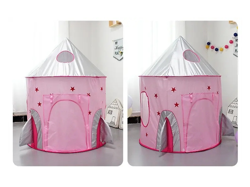 Set cort de joaca pentru copii 3 in 1 in forma de racheta AliBibi roz