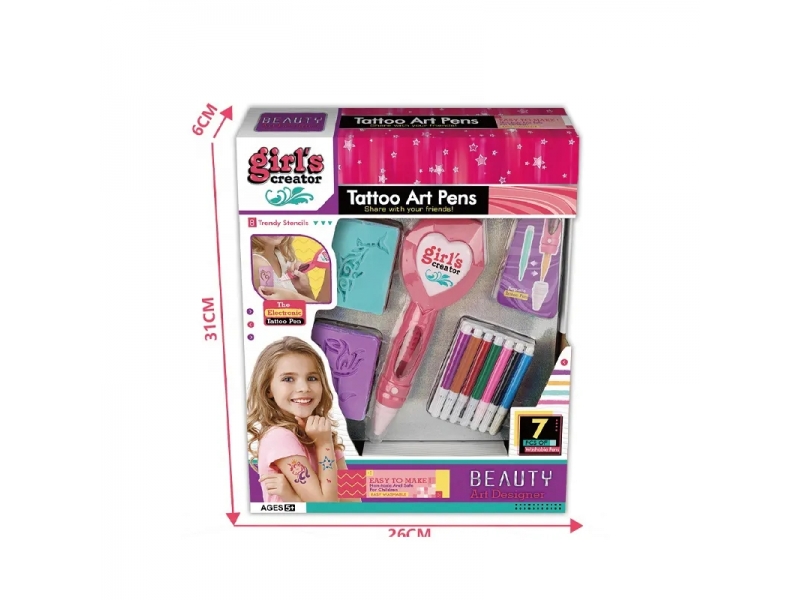 Set creativ tatuaje AliBibi cu creion electronic inclus
