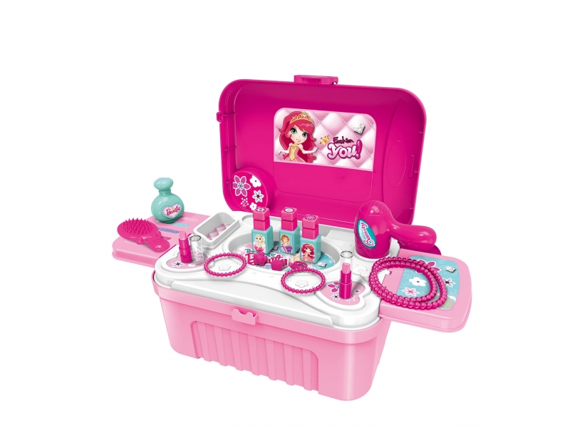 Set de infrumusetare 2 in 1 AliBibi, masuta pliabila si troller