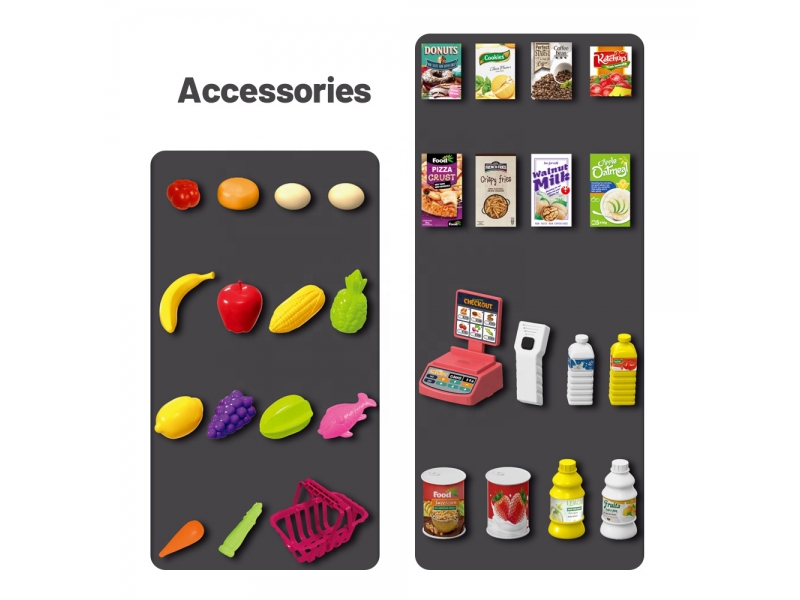 Set de joaca pentru copii supermarket cu casa de marcat AliBibi, 44 accesorii