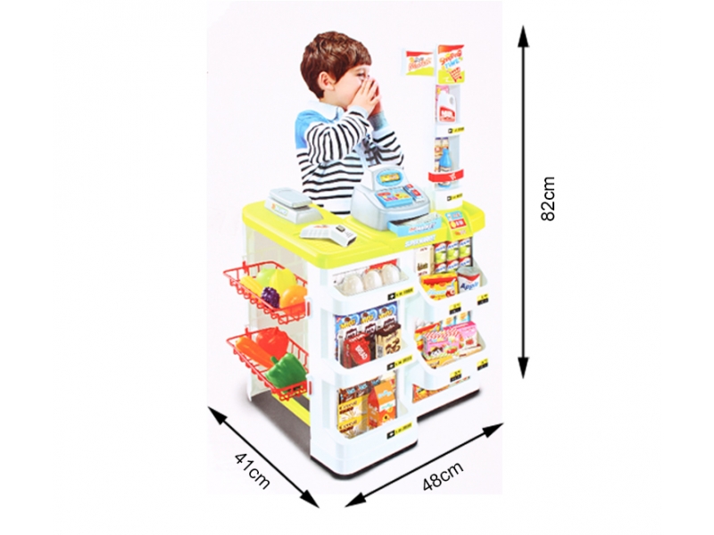 Set de joaca supermarket Alibibi cu casa de marcat, cantar, scanner, lumini si sunete si o multime de accesorii