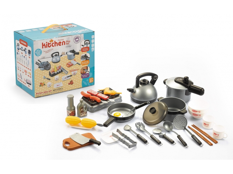 Set de joaca ustensile de bucatarie si vase de gatit AliBibi