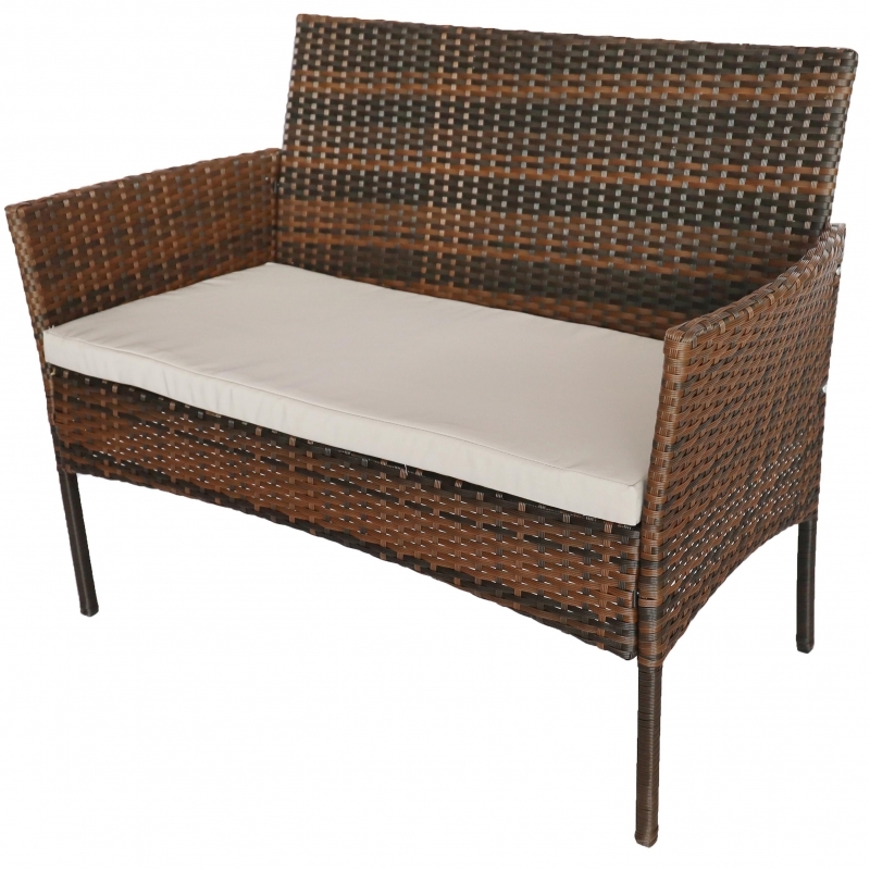 Set mobilier de gradina DeHome Jardin A16, 4 locuri, masa, canapea, doua fotolii, culoare maro