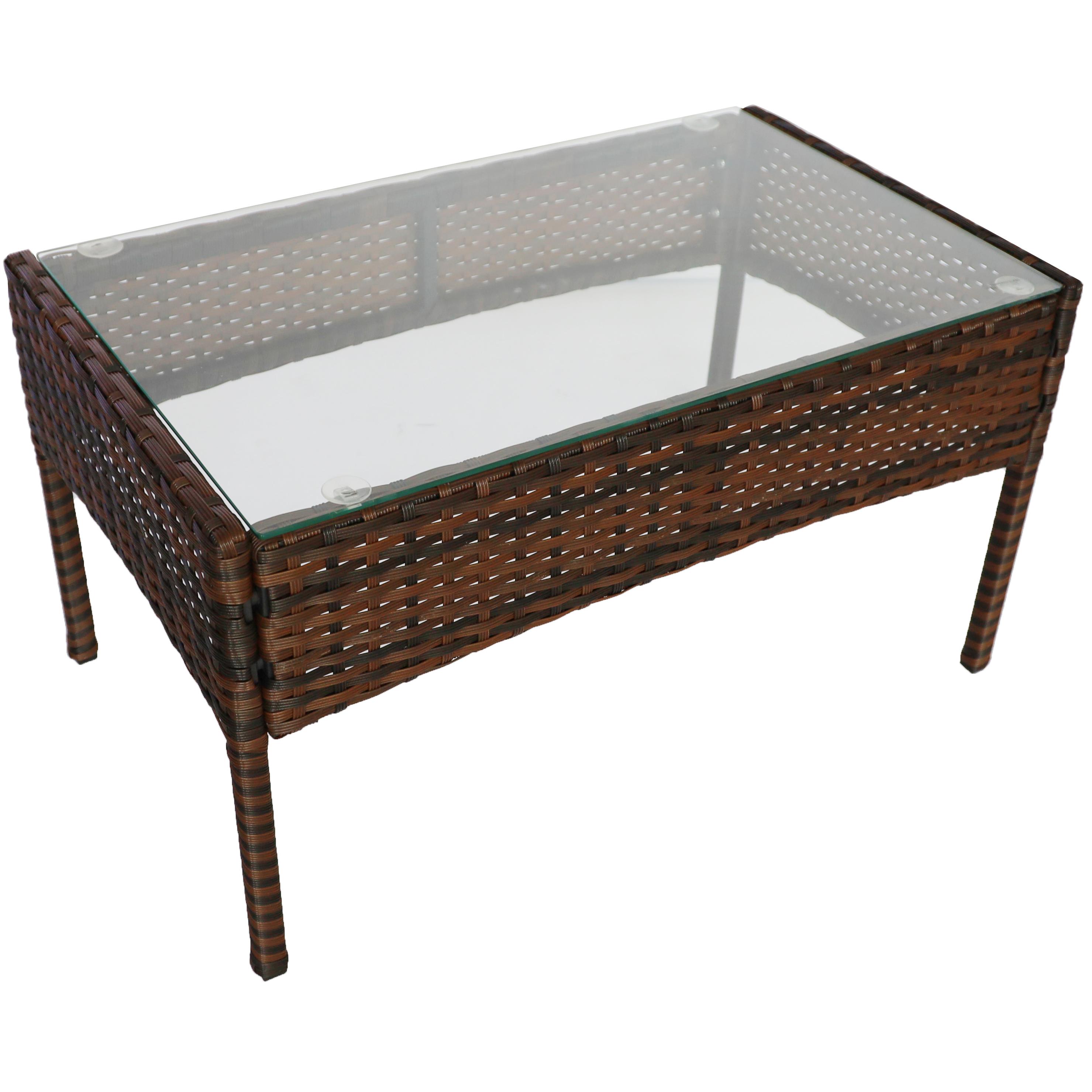 Set mobilier de gradina DeHome Jardin A16, 4 locuri, masa, canapea, doua fotolii, culoare maro