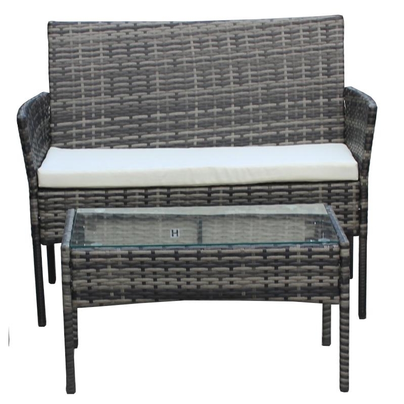 Set mobilier de gradina DeHome Zafir 100 Gray, canapea, scaune si masuta incluse, culoarea gri