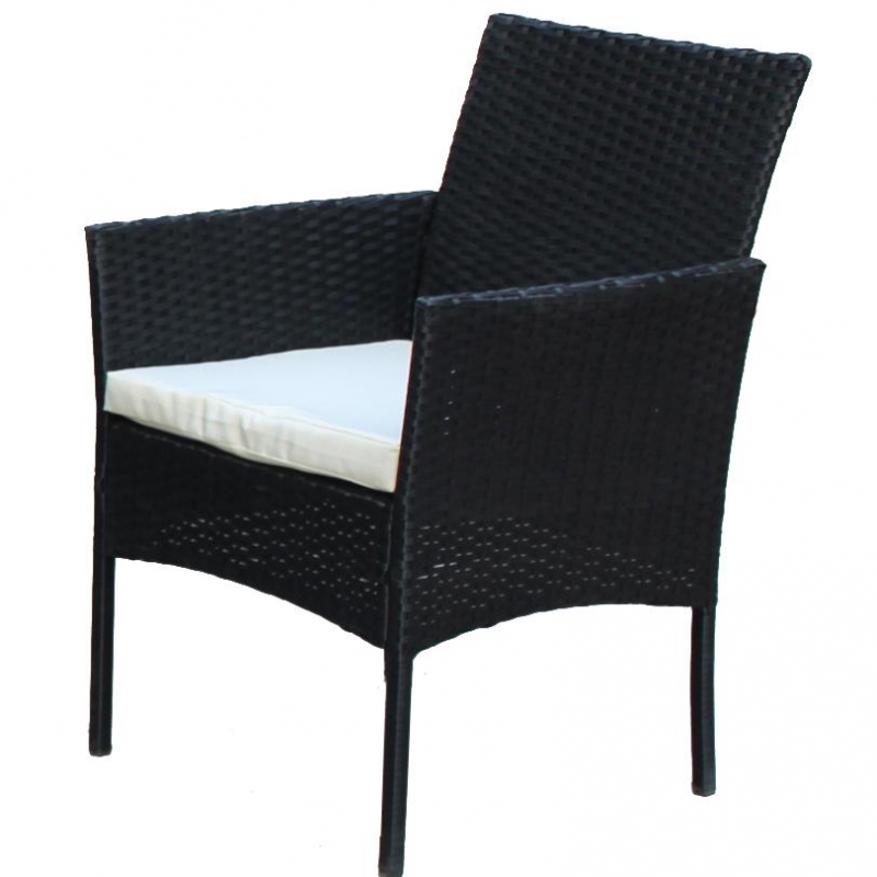 Set mobilier de gradina DeHome Zafir 100 Black, canapea, scaune si masuta incluse, culoarea neagra