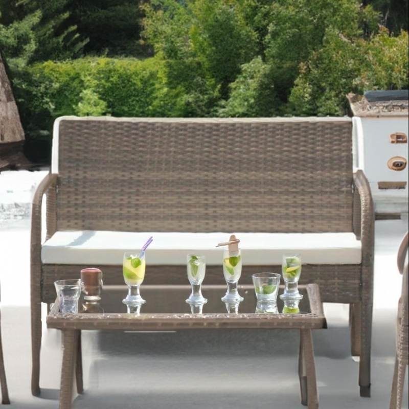 Set mobilier de gradina DeHome MG210, canapea, scaune si masuta incluse