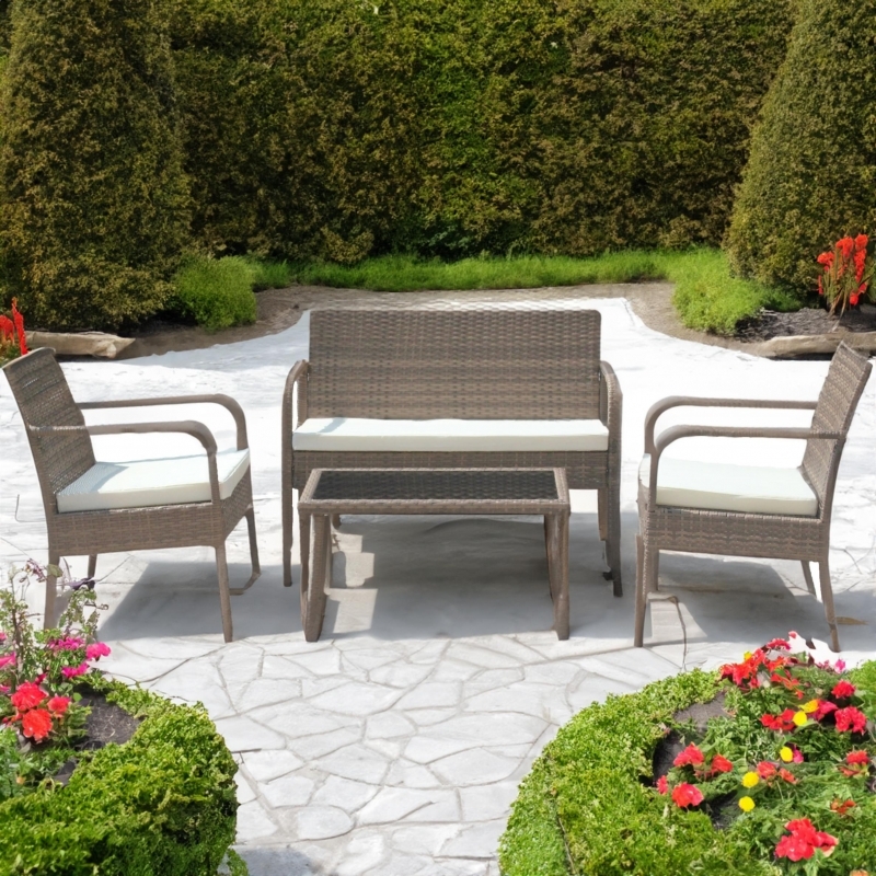 Set mobilier de gradina DeHome MG210, canapea, scaune si masuta incluse