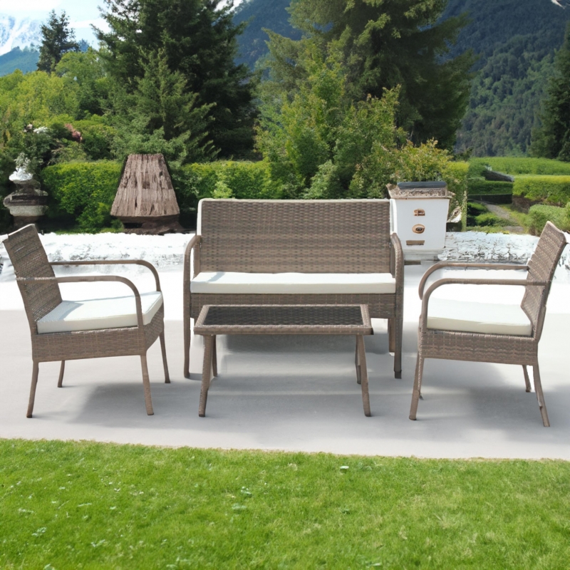 Set mobilier de gradina DeHome MG210, canapea, scaune si masuta incluse