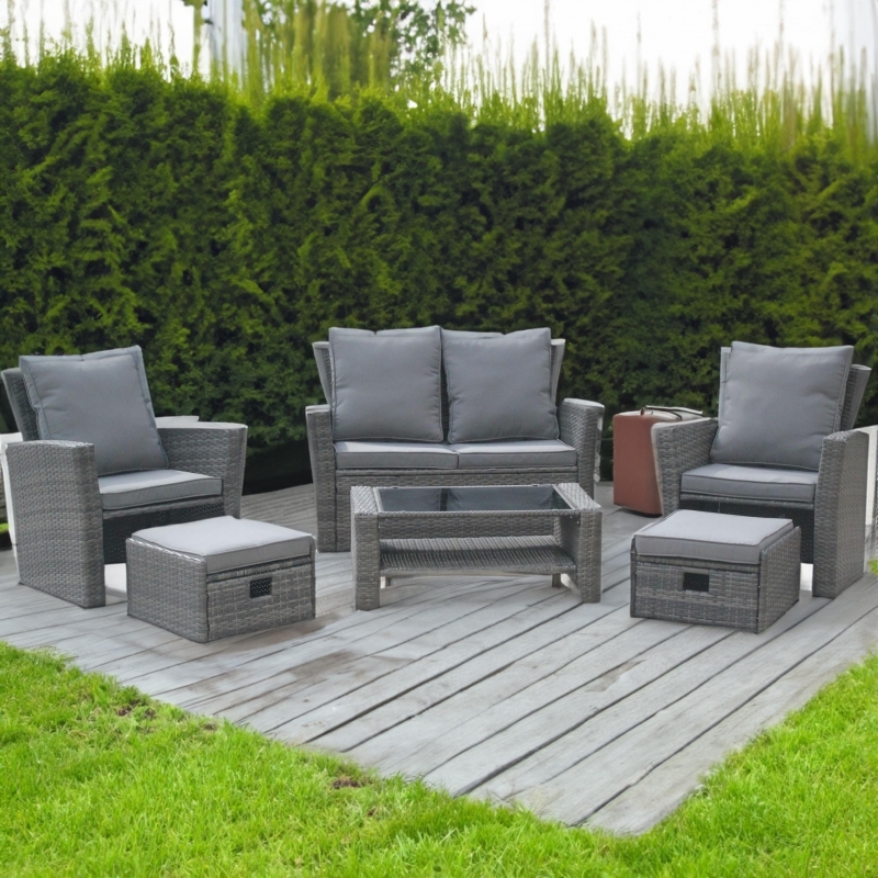 Set mobilier de gradina DeHome MG600, canapea, fotolii si masuta incluse