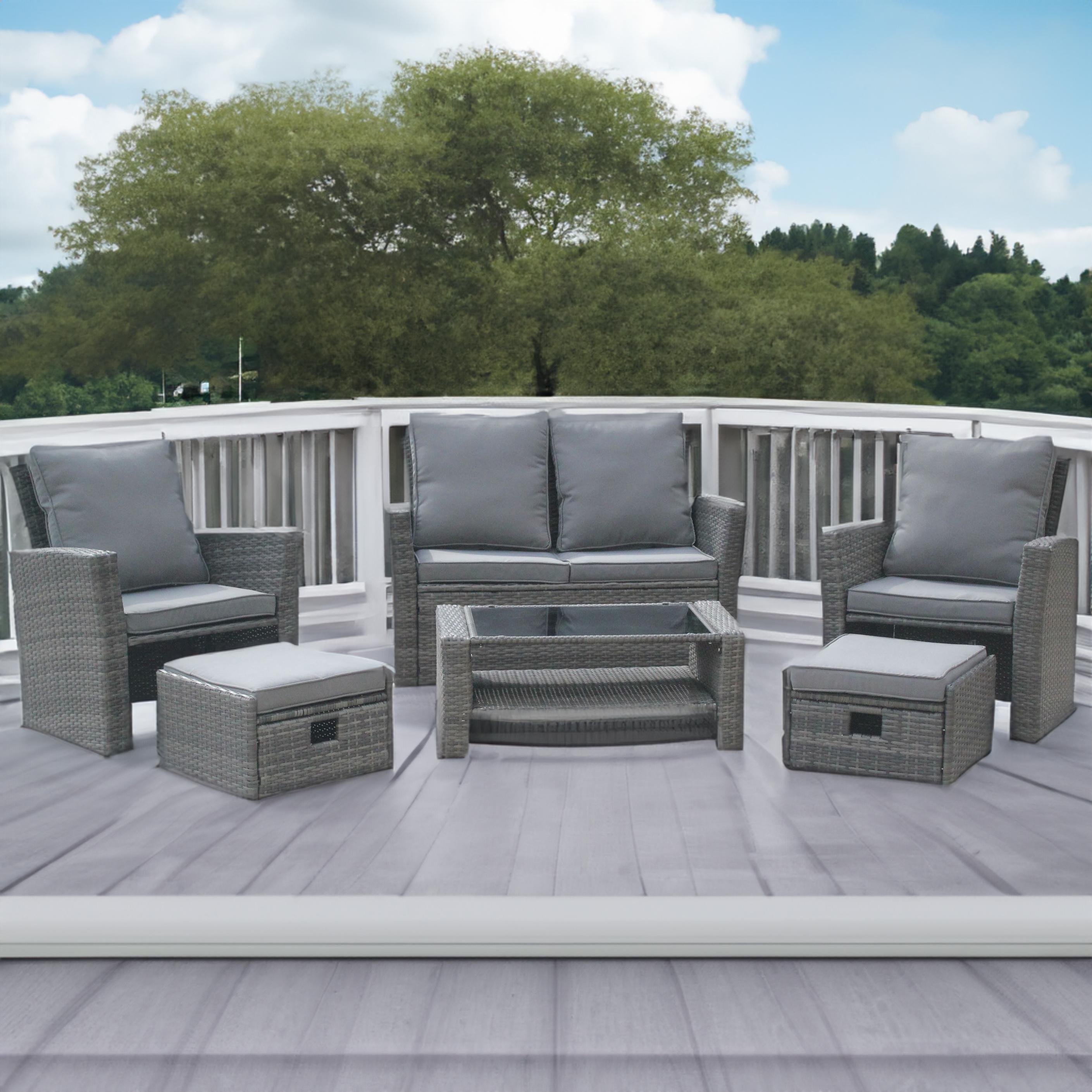 Set mobilier de gradina DeHome MG600, canapea, fotolii si masuta incluse