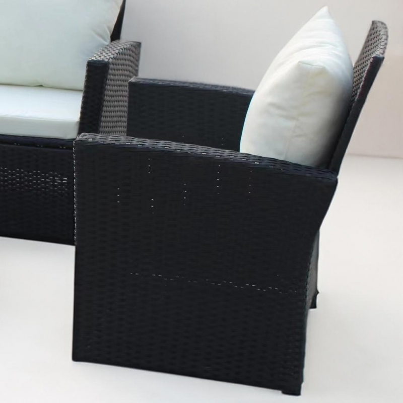 Set mobilier de gradina DeHome MG900, canapea, fotolii si masuta incluse, culoare negru