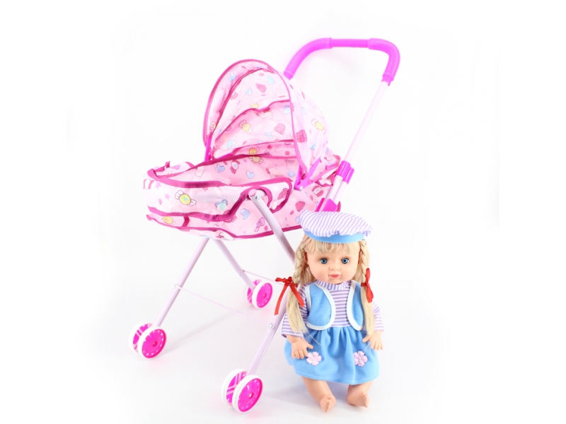 Set papusa si carucior landou pliabil Alibibi