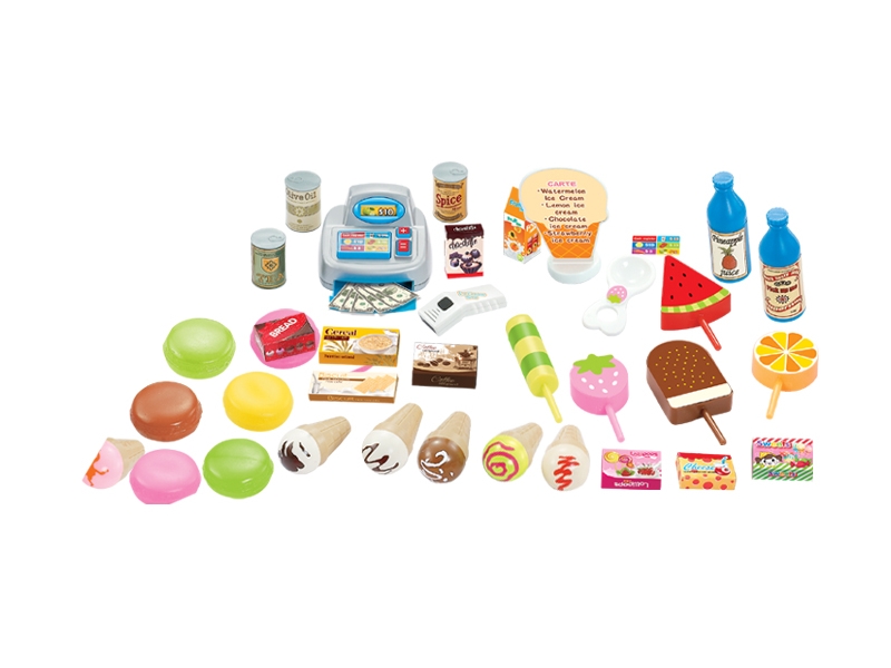 Stand de vanzare inghetata Alibibi cu casa de marcat cu 47 de accesorii, lumini si sunete