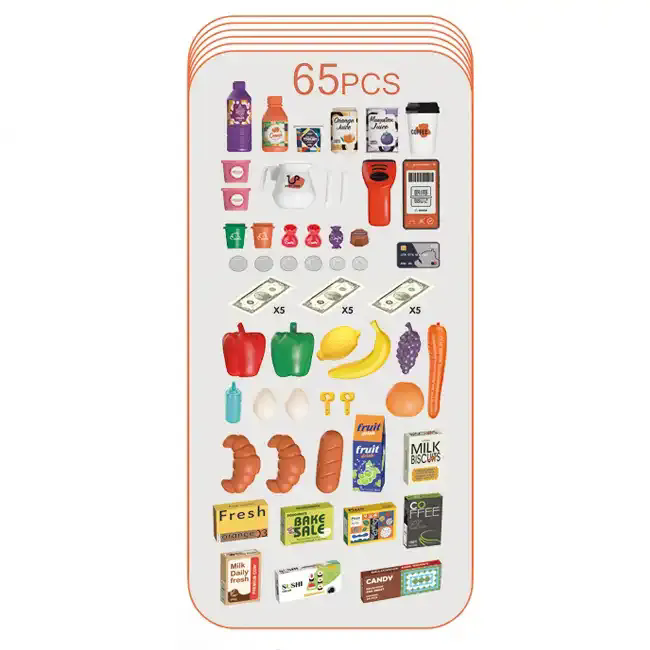 Supermarket AliBIbi , cu scanner, cantar si carucior de cumparaturi,galben