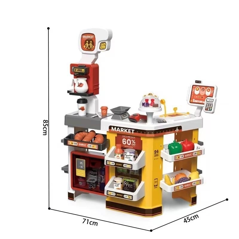 Supermarket AliBIbi , cu scanner, cantar si carucior de cumparaturi, rosu