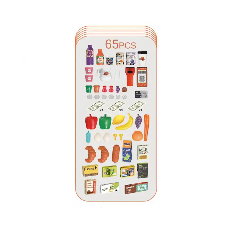 Supermarket AliBIbi , cu scanner, cantar si carucior de cumparaturi, rosu