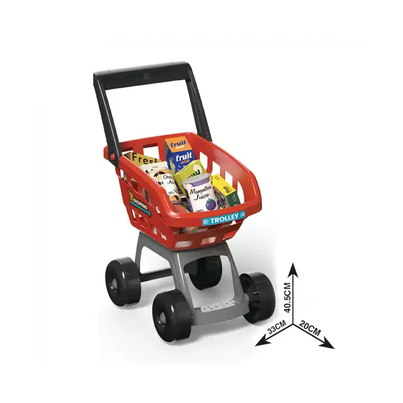 Supermarket AliBIbi , cu scanner, cantar si carucior de cumparaturi, rosu