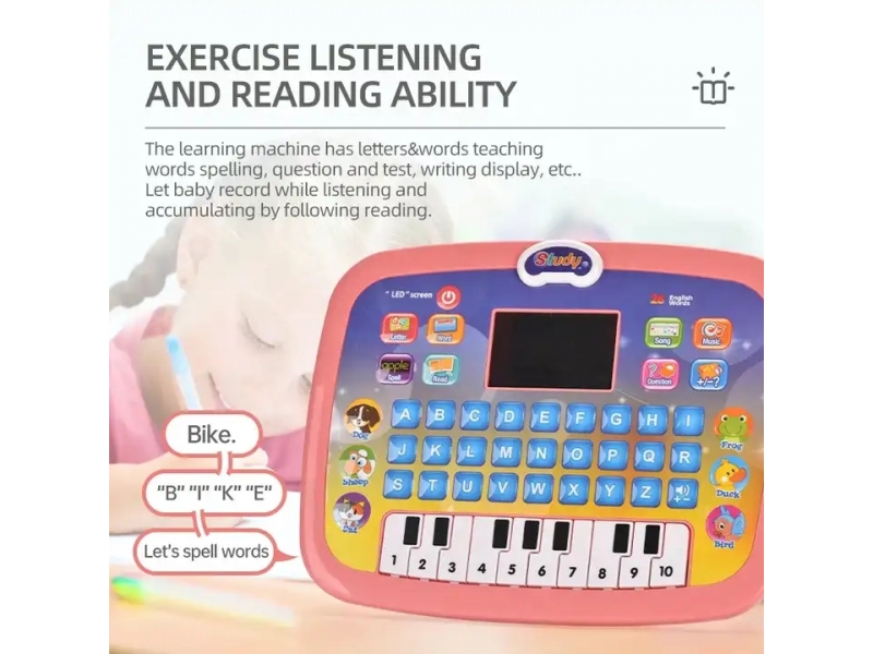 Tableta AliBibi Invatam limba engleza, roz