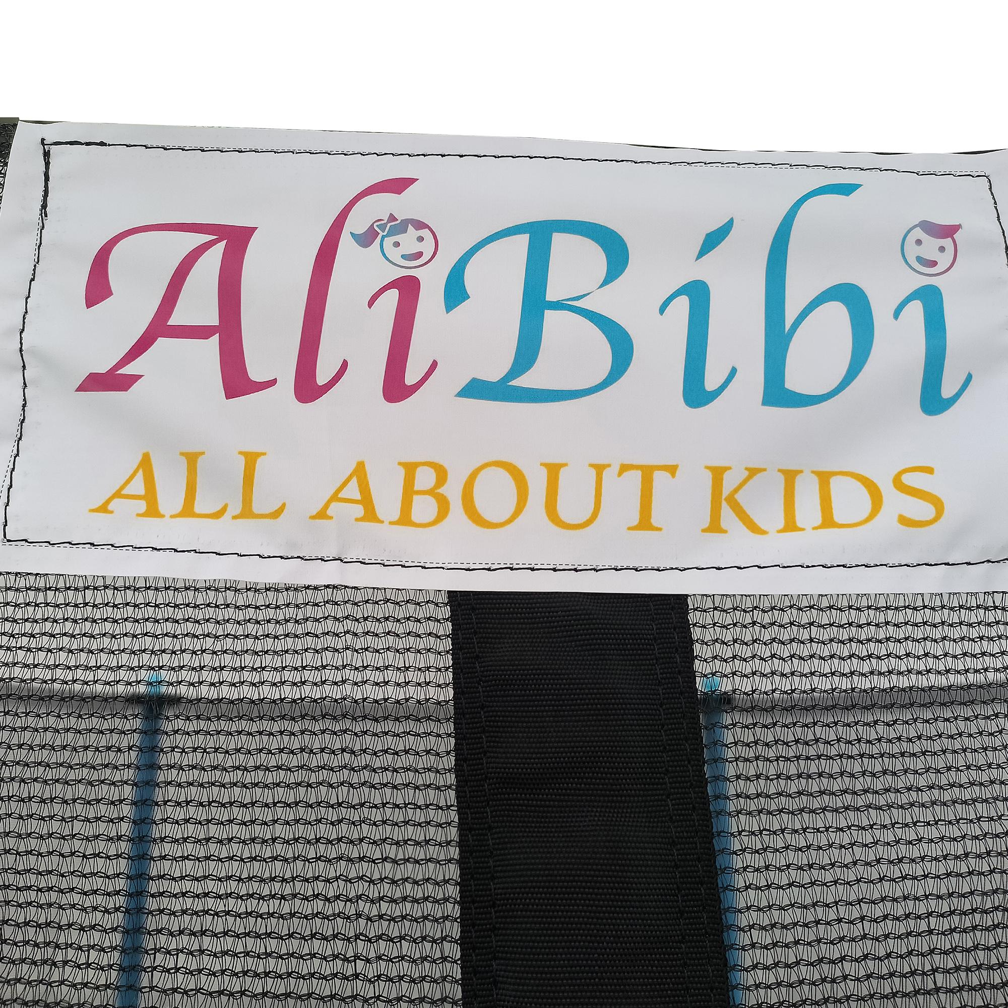 Trambulina AliBibi Fun 508, albastra, diametru 244 cm ( 8 FT ), plasa de siguranta, scara inclusa, plasa rezistenta UV, structura metal