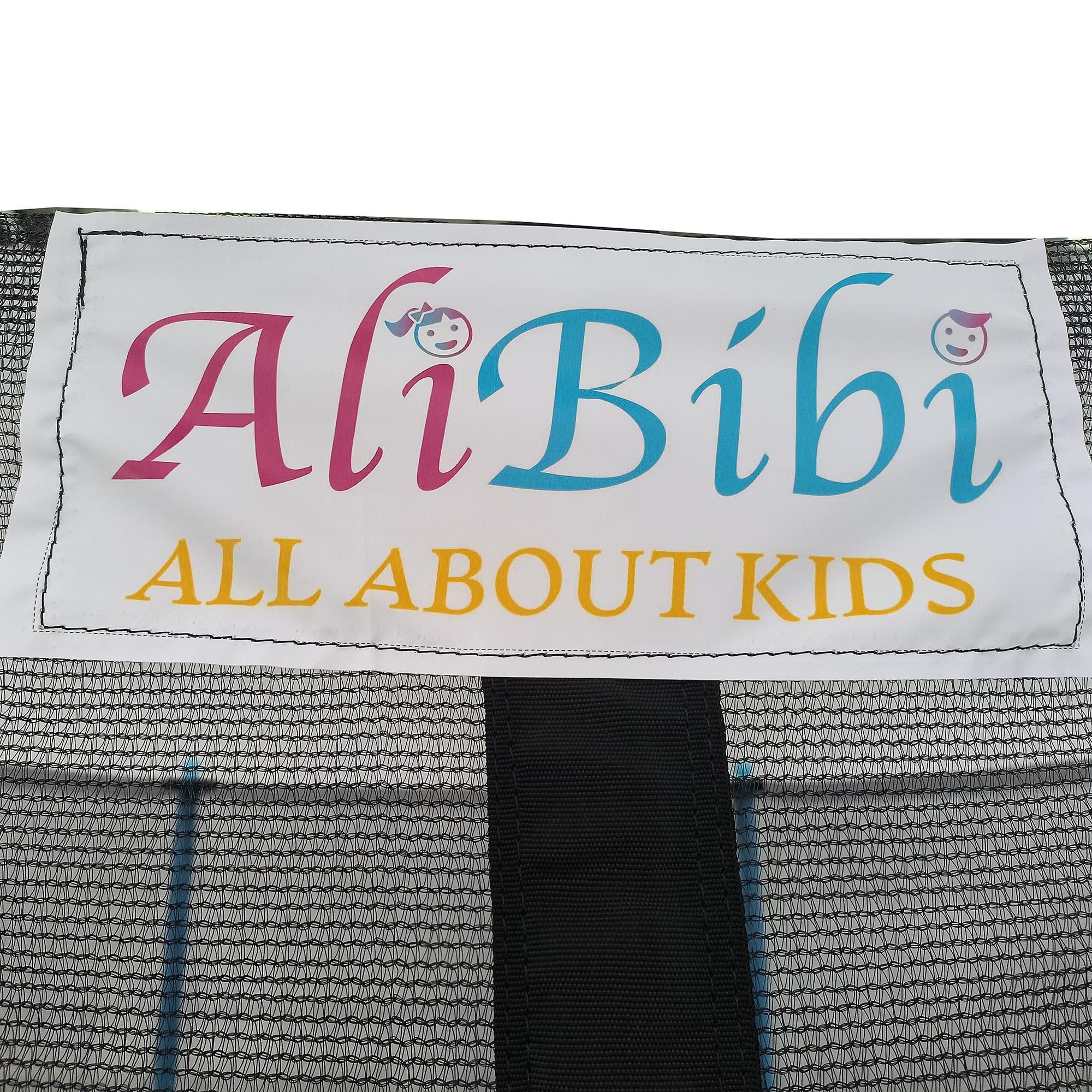 Trambulina AliBibi Fun 706, galbena, diametru 183 cm ( 6 FT ), plasa de siguranta, scara inclusa, plasa rezistenta UV, structura metal